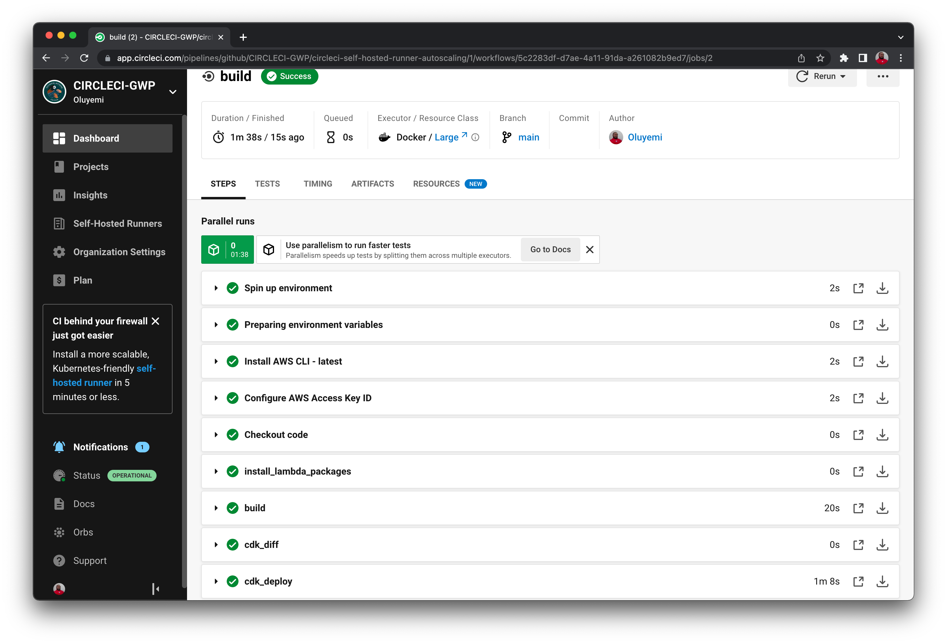 CircleCI screenshot