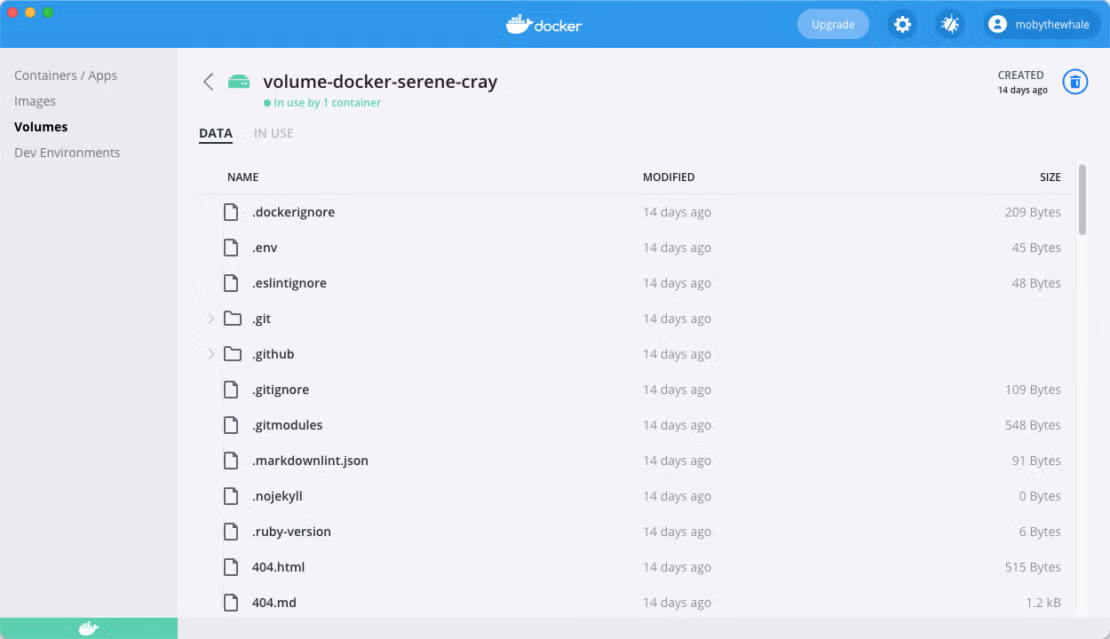 Docker screenshot