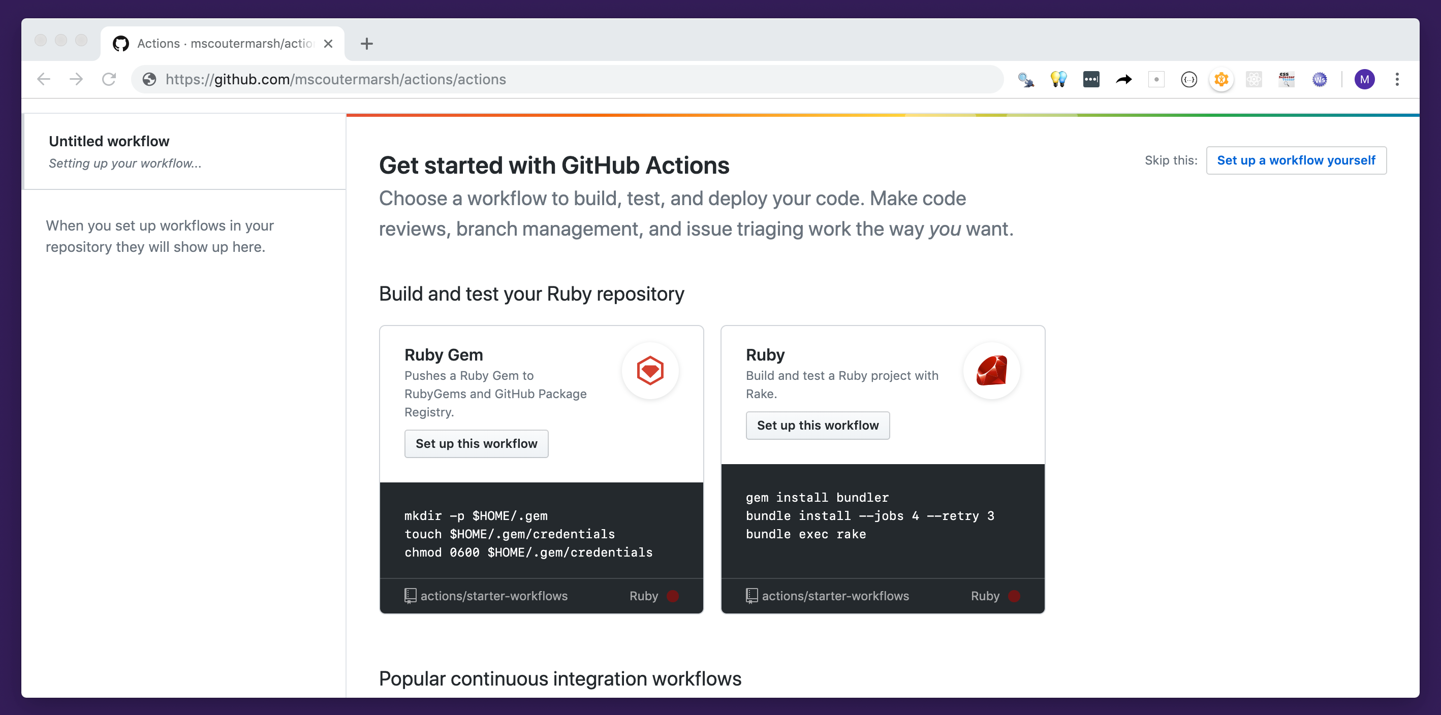 GitHub Actions screenshot