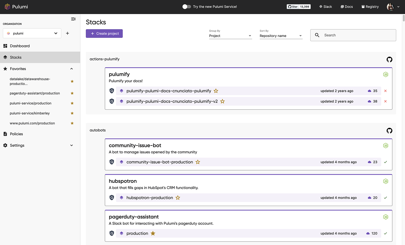 Pulumi screenshot