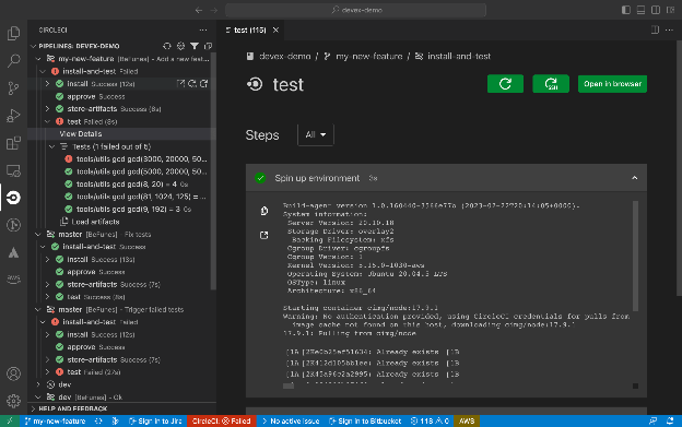 CircleCI dashboard