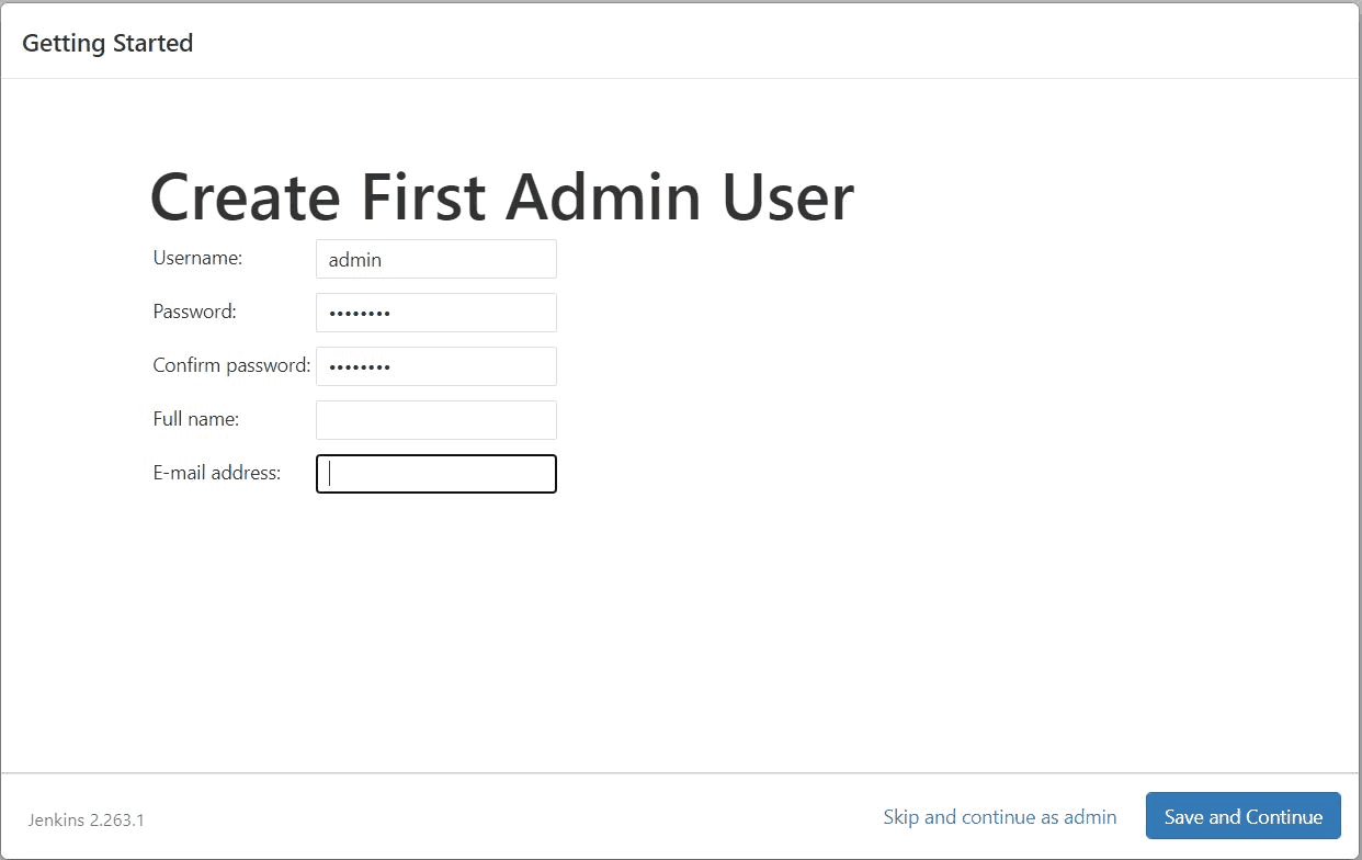 Create admin user