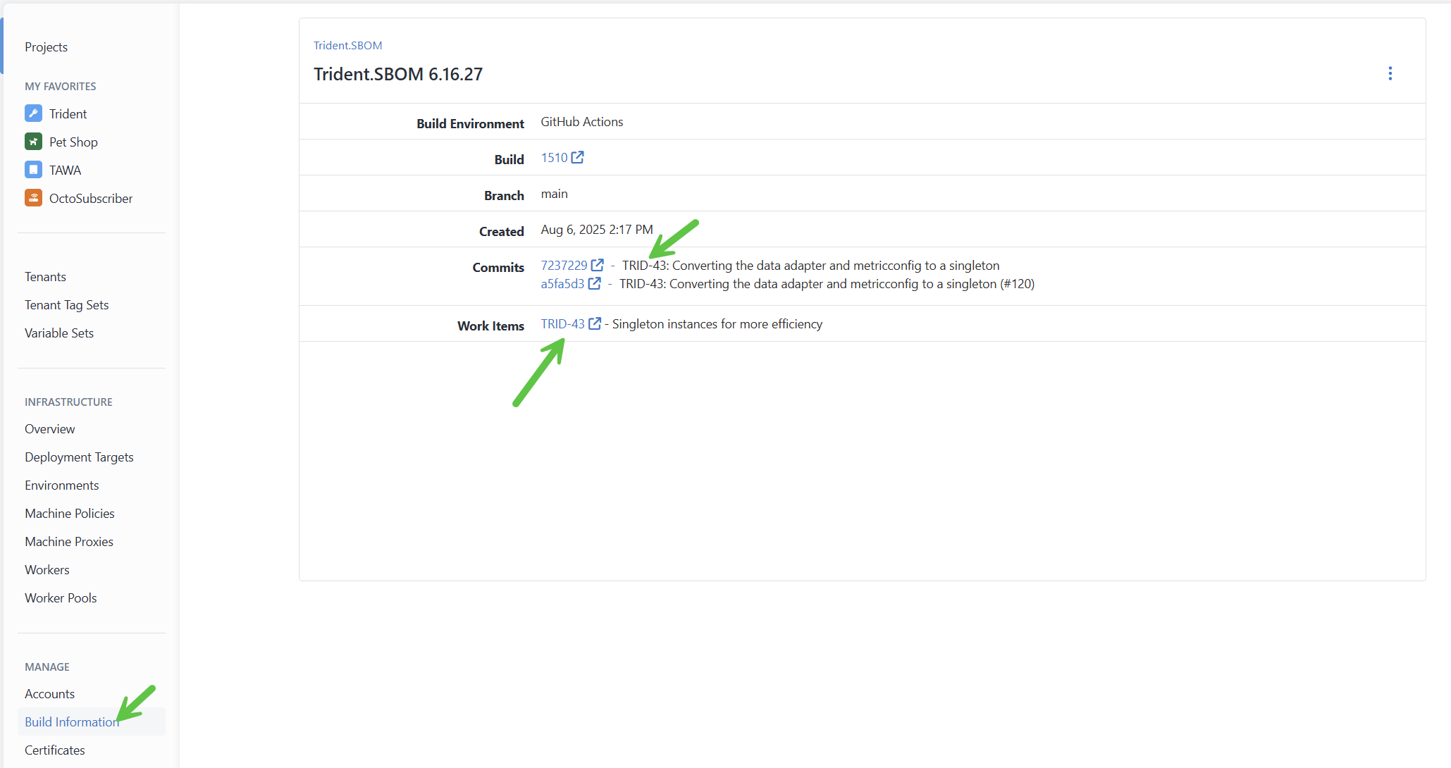 parsing the commit message from build information