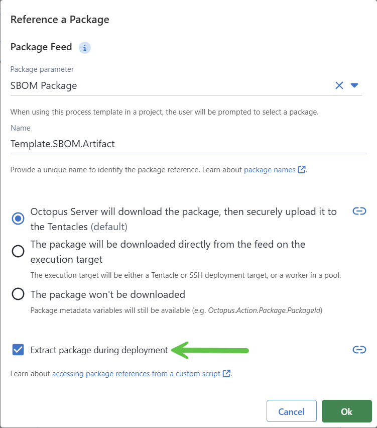 package reference that extracts a package