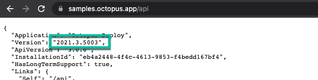 the version number from the api