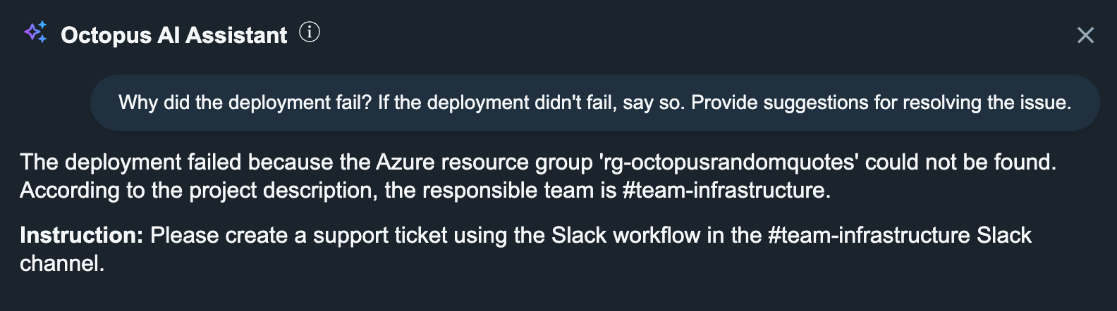 Deployment failure analysis example with custom prompt
