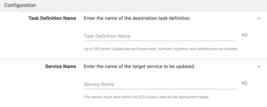 Update ECS Step Configuration Section