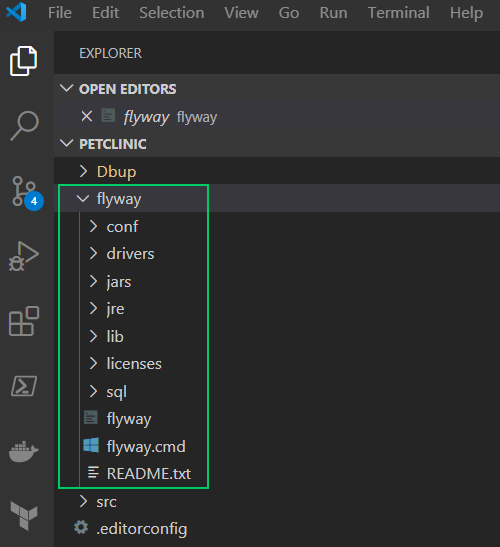 Flyway included in a Visual Studio project