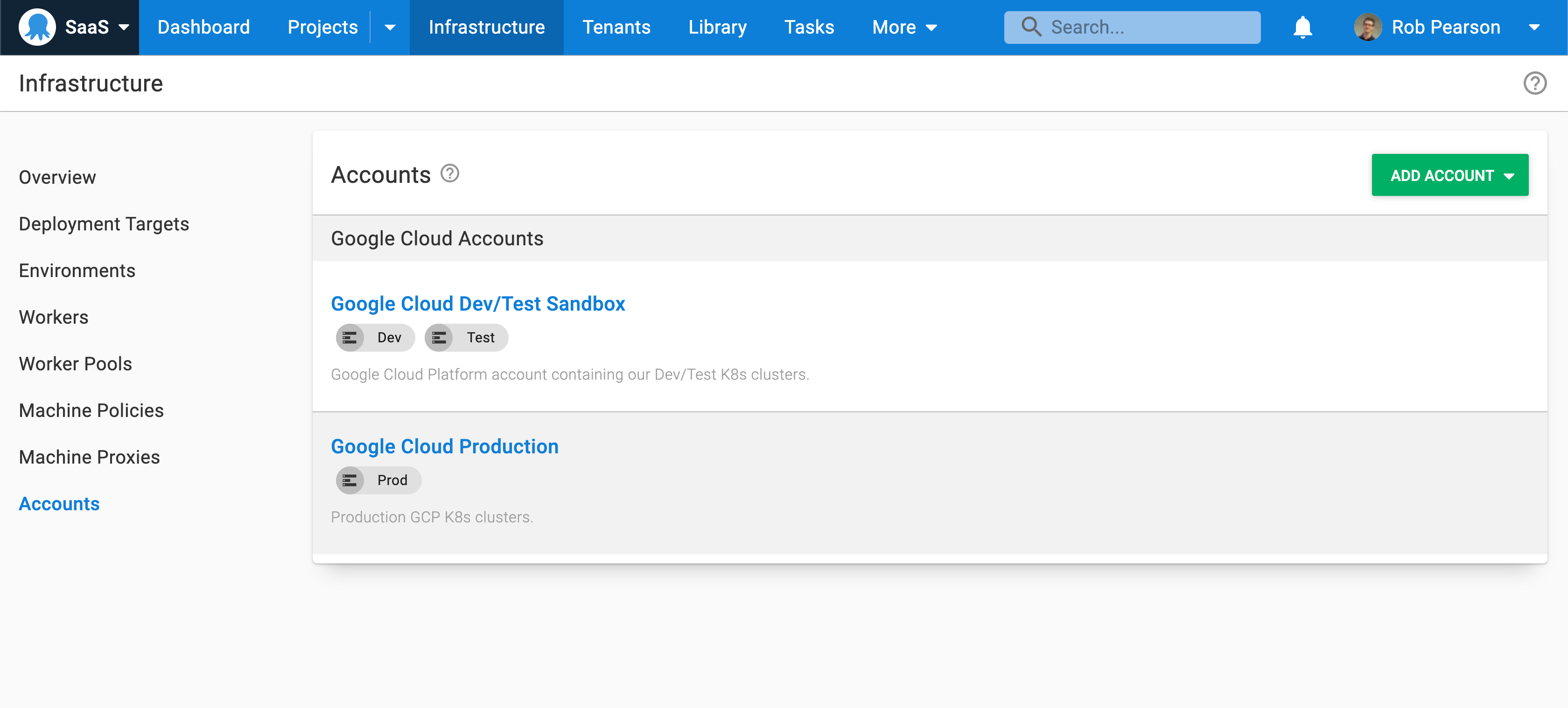 Google Cloud Platform accounts in Octopus