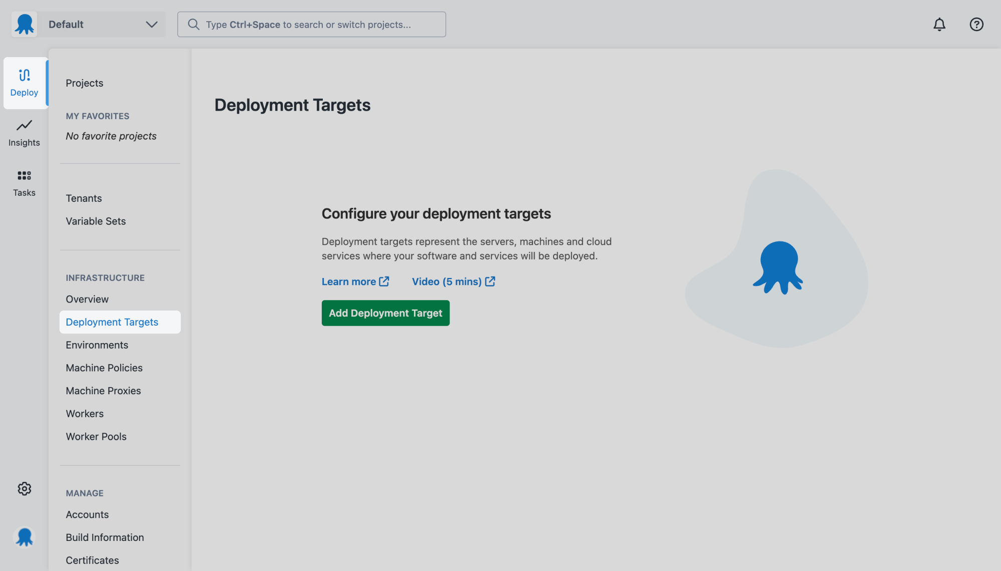 Deployment Targets page