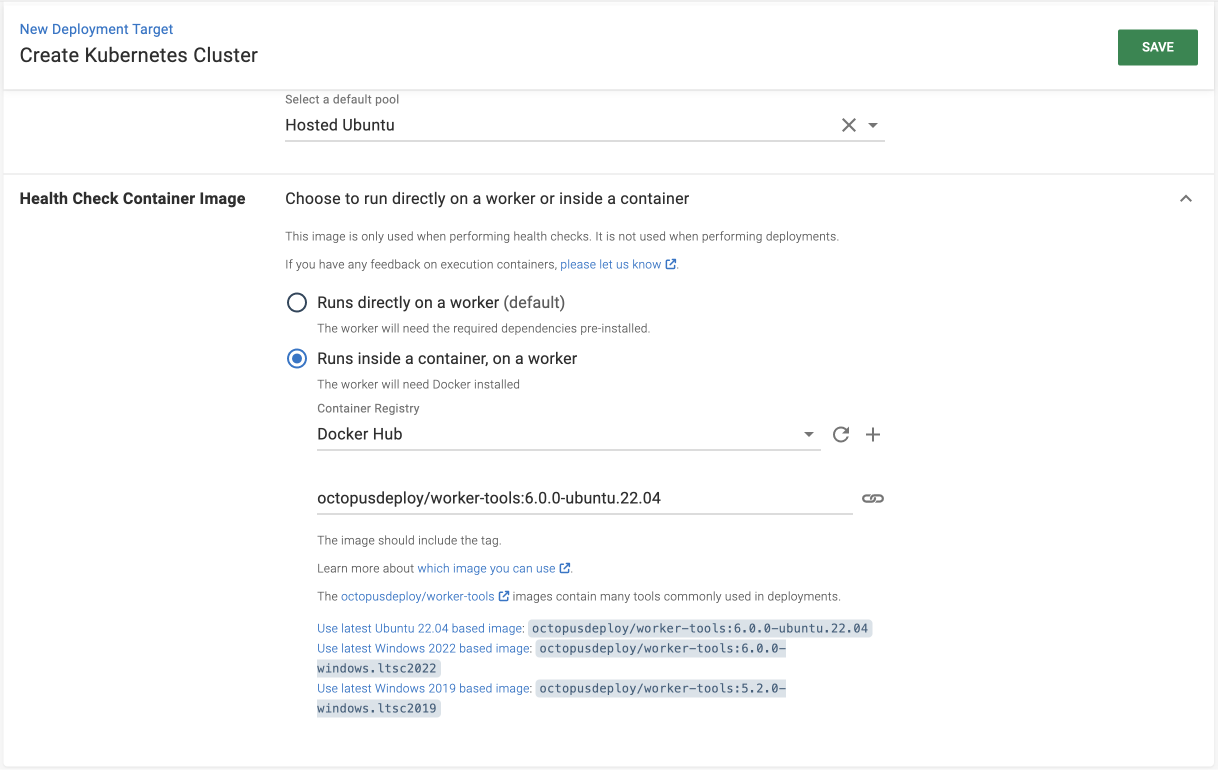 Health check container image expander with the latest Ubuntu-based image.