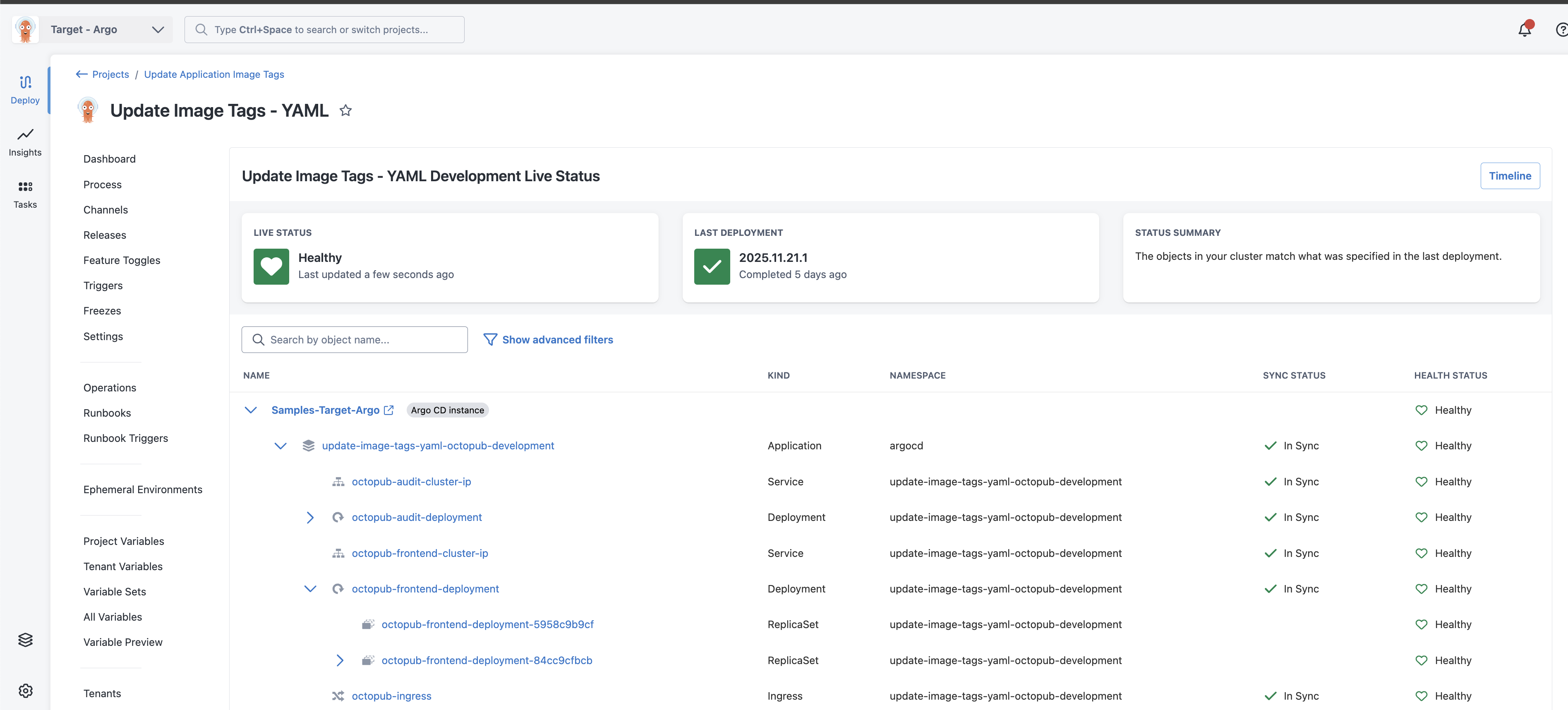 Octopus Argo CD Live Status Objects