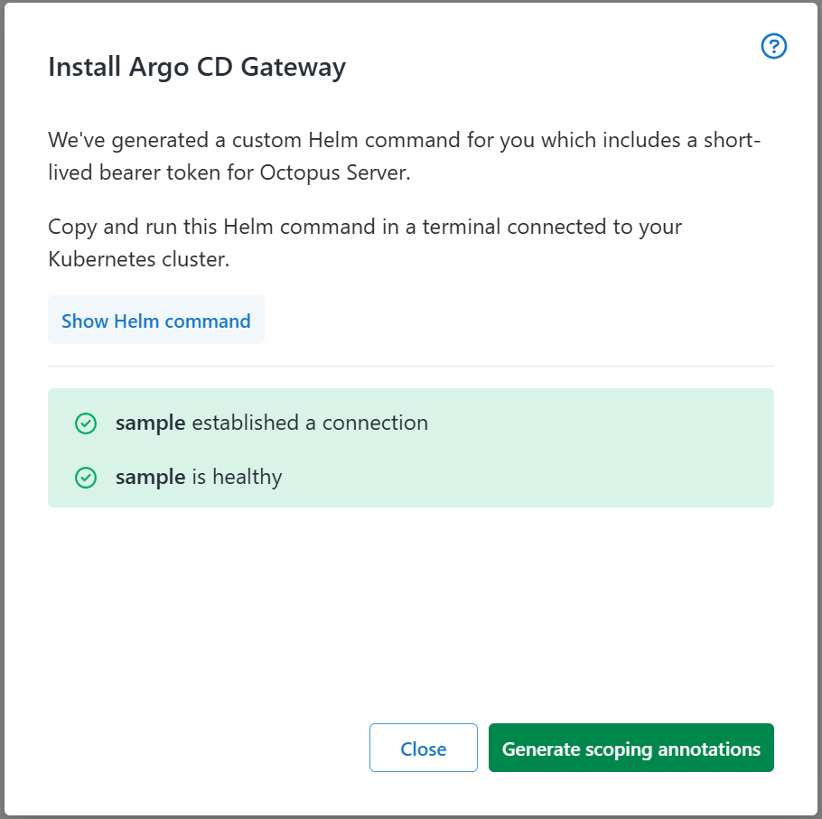 Octopus Argo CD Gateway Wizard successful installation