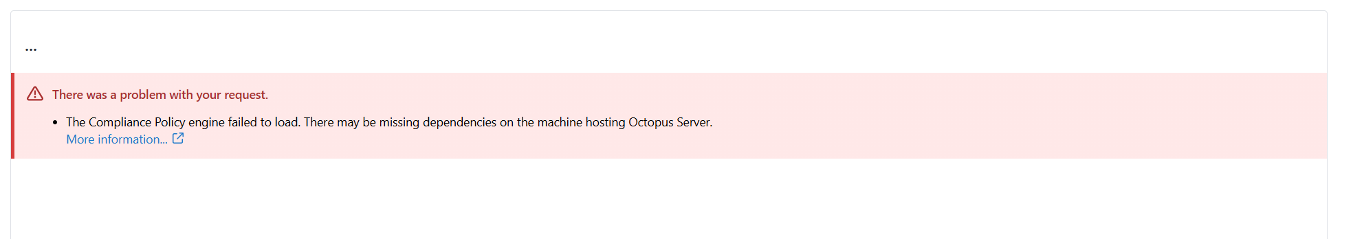A error callout trying to load the policies page