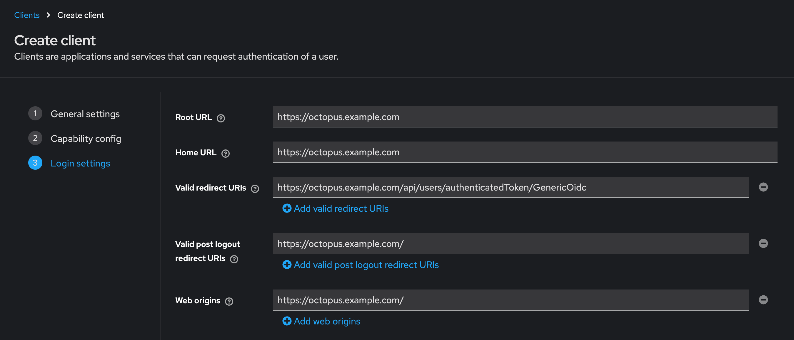 Create Client Login Settings