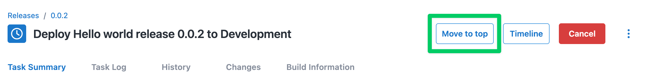 Release page showing 'Move to top' button.