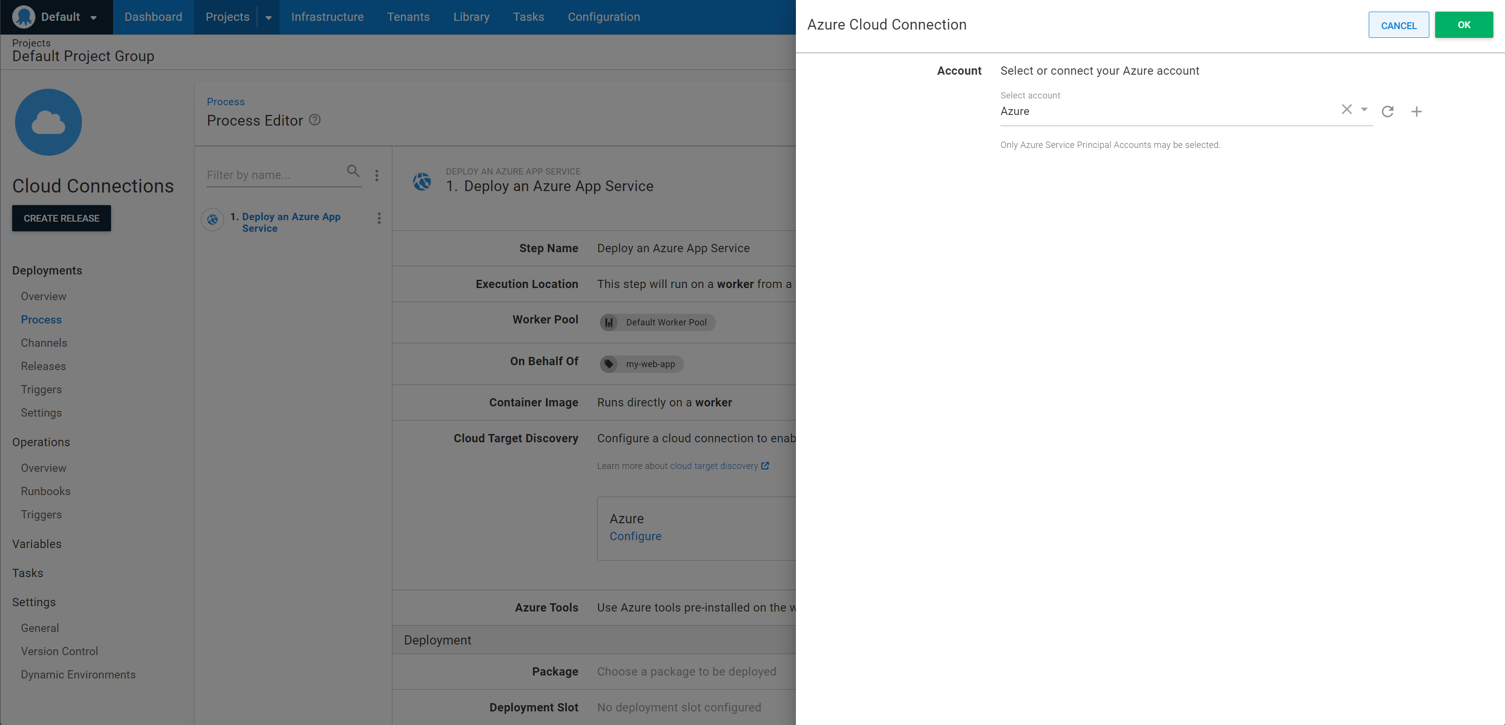 Configuring Cloud Connections for an Azure step