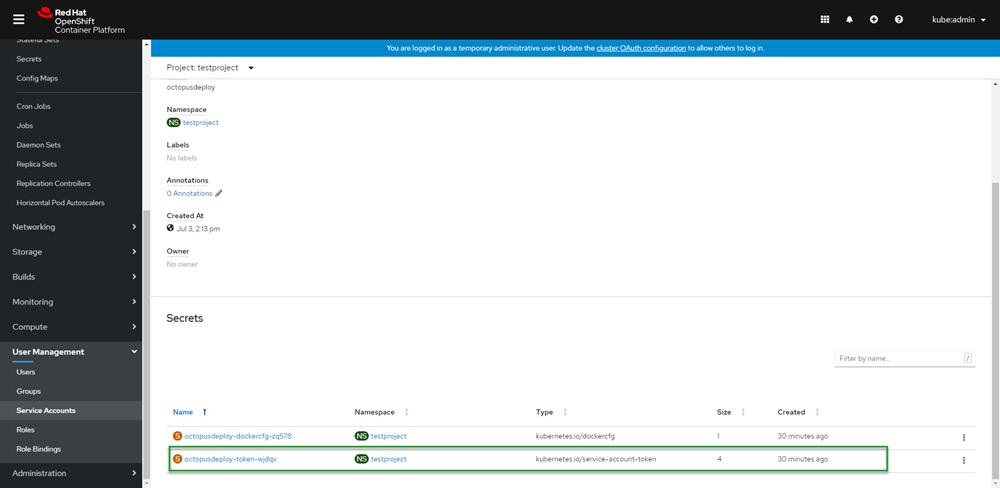 OpenShift Service Account