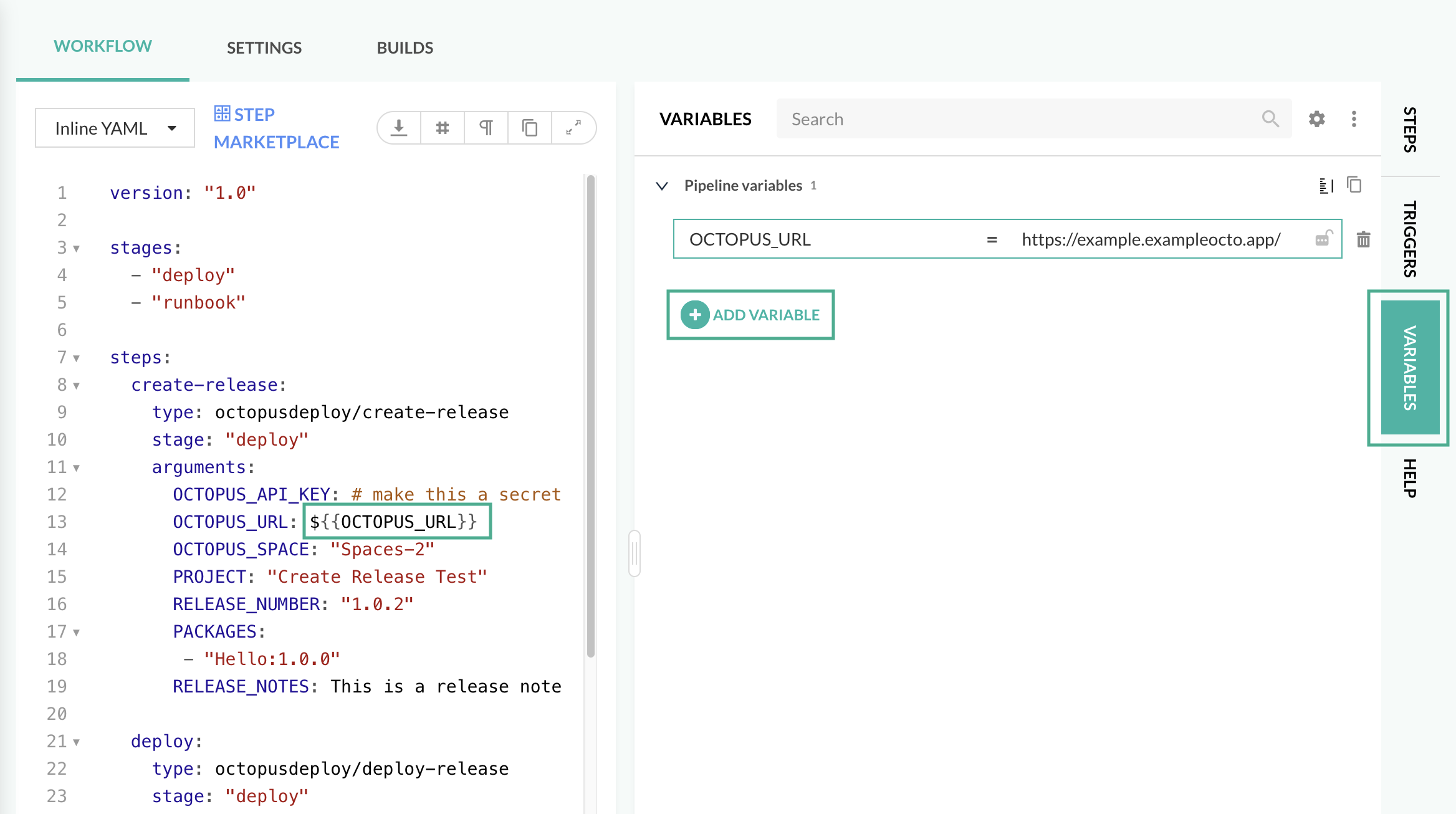 Use variables in your Codefresh workflow