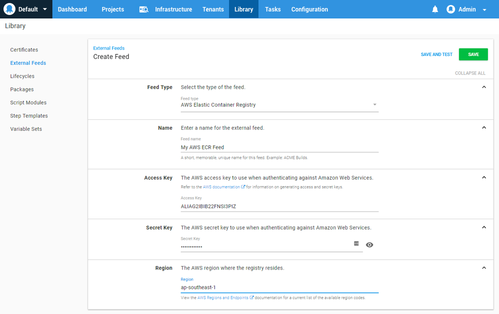 AWS EC2 container service registry feed