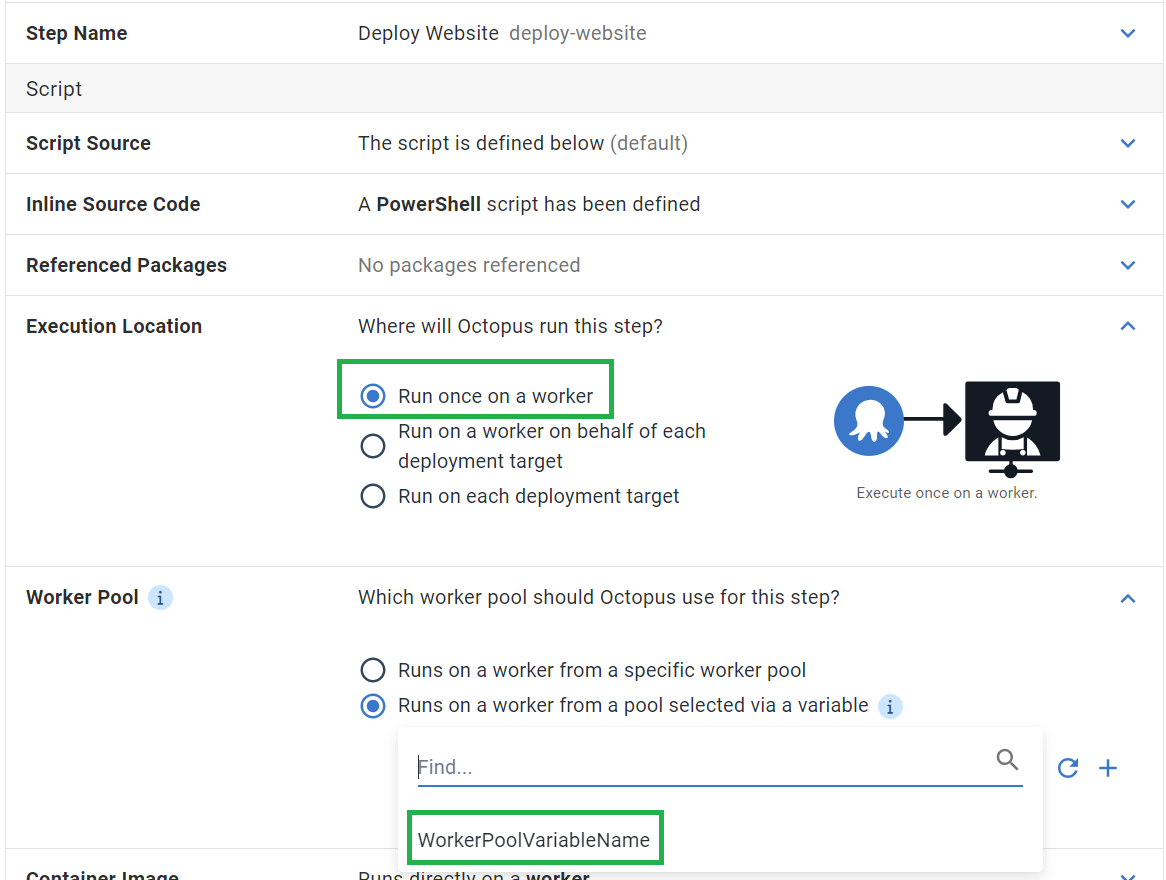 Select the worker pool variable