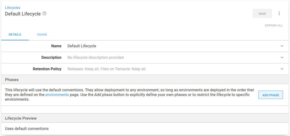 Default Lifecycle Library view