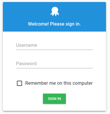 Username and Password login screen