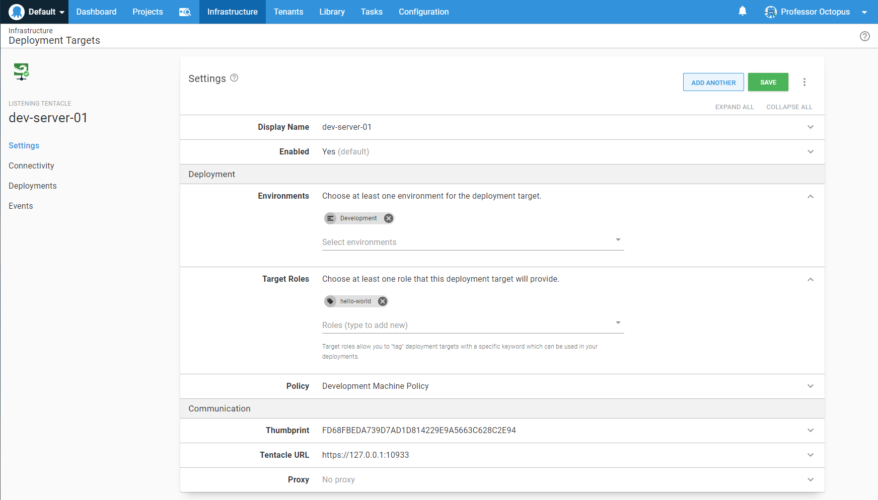 Deployment target with roles