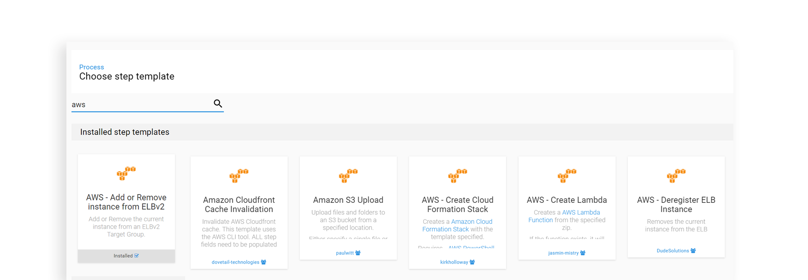 Take advantage of our pre-built library steps for AWS