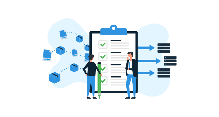 Integrated change management flow showing code changes, change requests and deployments